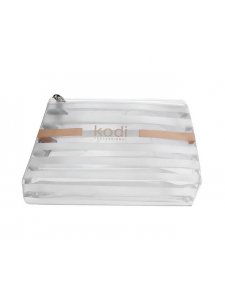 Cosmetic bag "Zebra" large transparent in a white strip (size: 24 * 14 * 6.5)